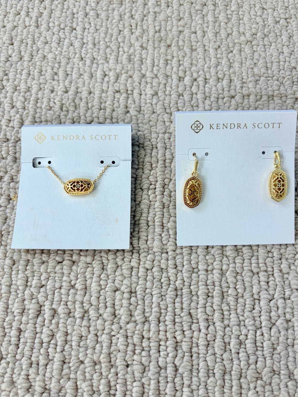 Kendra Scott Gold Filigree Oval Drop Earrings & Necklace Set